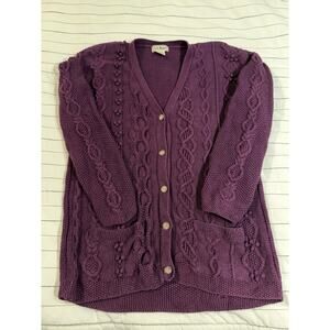LL Bean | Vtg. Women’s Wool Blend Cableknit Button Cardigan Sweater- Size Large